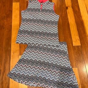 Sport Haley Active Set Womens Size Medium Shirt & Skort Stylish Zigzag Pattern
